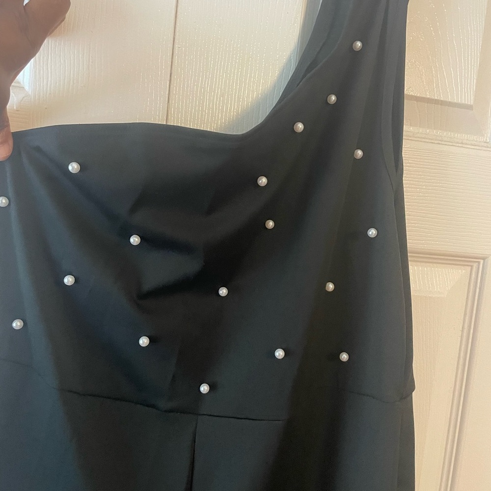 SHEIN Black Jumpsuit with Pearl Accents